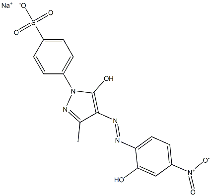 4-[5-Hydroxy-4-(2-hydroxy-4-nitrophenylazo)-3-methyl-1H-pyrazol-1-yl]benzenesulfonic acid sodium salt Struktur