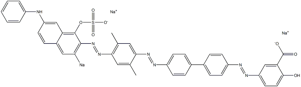 2-Hydroxy-5-[[4'-[[4-[(1-hydroxy-7-phenylamino-3-sodiosulfo-2-naphthalenyl)azo]-2,5-dimethylphenyl]azo]-1,1'-biphenyl-4-yl]azo]benzoic acid sodium salt Struktur