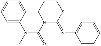 2-Phenylimino-3-(methyl(phenyl)aminocarbonyl)tetrahydro-2H-1,3-thiazine Struktur