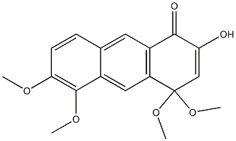 2-Hydroxy-4,4,5,6-tetramethoxyanthracen-1(4H)-one Struktur