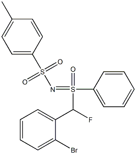 N-tosyl-S-(Fluoro(2-bromophenyl)methyl)-S-phenylsulfoximine Struktur