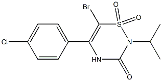 6-broMo-5-(4-chlorophenyl)-2-isopropyl-2H-1,2,4-thiadiazin-3(4H)-one 1,1-dioxide Struktur