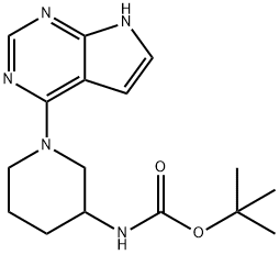 Carbamic acid, N-[1-(7H-pyrrolo[2,3-d]pyrimidin-4-yl)-3-piperidinyl]-, 1,1-dimethylethyl ester Struktur