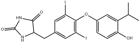 2,4-Imidazolidinedione, 5-[[4-[4-hydroxy-3-(1-methylethyl)phenoxy]-3,5-diiodophenyl]methyl]- Structure