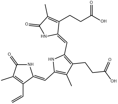 1,14,15,17-tetrahydro-2,7,13-trimethyl-1,14-dioxo-3-vinyl-16H-tripyrrin-8,12-dipropionic acid Struktur