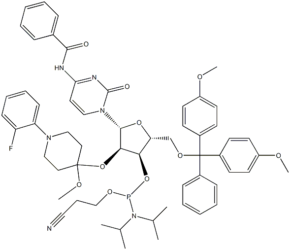 N-blocked-5'-O-DMT-2'-O-Fpmp CED cytidine phosphoramidite Struktur
