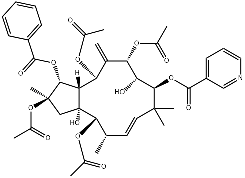 2,5,7,14-Tetraacetoxy-3-benzoyloxy-8,15-dihydroxy-9-nicotinoyloxyjatropha-6(17),11E-diene|2,5,7,14-四乙酰氧基-3-苯甲?；趸?8,15-二羥基-9-煙酰氧基-6(17),11E-麻風(fēng)樹屬二烯