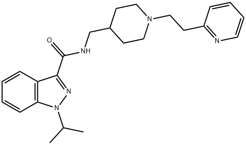 1H-Indazole-3-carboxamide, 1-(1-methylethyl)-N-[[1-[2-(2-pyridinyl)ethyl]-4-piperidinyl]methyl]- Struktur