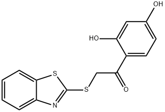 Ethanone, 2-(2-benzothiazolylthio)-1-(2,4-dihydroxyphenyl)- Struktur