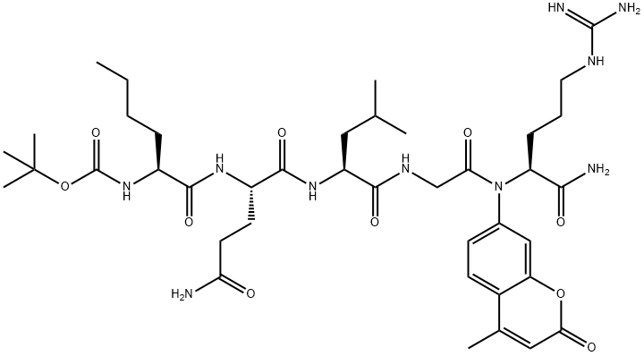 tert-butyloxycarbonyl-norleucyl-glutaminyl-leucyl-glycyl-arginine-7-amino-4-methylcoumarin Struktur