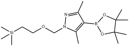 1H-Pyrazole, 3,5-dimethyl-4-(4,4,5,5-tetramethyl-1,3,2-dioxaborolan-2-yl)-1-[[2-(trimethylsilyl)ethoxy]methyl]- Struktur
