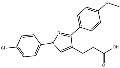 JR-6900, 3-(1-(4-Chlorophenyl)-3-(4-methoxyphenyl)-1H-pyrazol-4-yl)propanoic acid, 97% Struktur