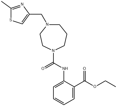 Benzoic acid, 2-[[[hexahydro-4-[(2-methyl-4-thiazolyl)methyl]-1H-1,4-diazepin-1-yl]carbonyl]amino]-, ethyl ester Struktur