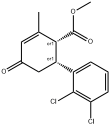 2-Cyclohexene-1-carboxylic acid, 6-(2,3-dichlorophenyl)-2-methyl-4-oxo-, methyl ester, (1R,6R)-rel- Struktur