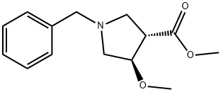 3-Pyrrolidinecarboxylic acid, 4-methoxy-1-(phenylmethyl)-, methyl ester, (3S,4R)- Struktur