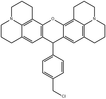 1H,5H,9H,11H,15H-Xantheno[2,3,4-ij:5,6,7-i'j']diquinolizine, 9-[4-(chloromethyl)phenyl]-2,3,6,7,12,13,16,17-octahydro- Struktur