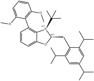 3-(tert-butyl)-4-(2,6-dimethoxyphenyl)-2-(2,4,6-triisopropylbenzyl)-2,3-dihydrobenzo[d][1,3]oxaphosphole Struktur