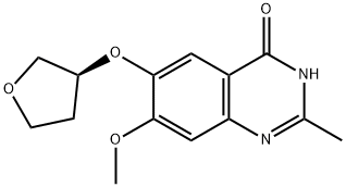 (S)-7-methoxy-2-methyl-6-((tetrahydrofuran-3-yl)oxy)quinazolin-4(3H)-one Struktur