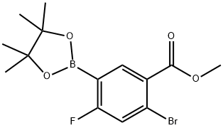 Methyl 2-bromo-4-fluoro-5-(tetramethyl-1,3,2-dioxaborolan-2-yl)benzoate Struktur