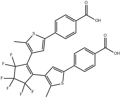 Benzoic acid, 4,4'-[(3,3,4,4,5,5-hexafluoro-1-cyclopentene-1,2-diyl)bis(5-methyl-4,2-thiophenediyl)]bis- Struktur
