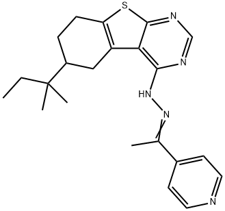 6-(2-methylbutan-2-yl)-N-[(E)-1-pyridin-4-ylethylideneamino]-5,6,7,8-tetrahydro-[1]benzothiolo[2,3-d]pyrimidin-4-amine Struktur