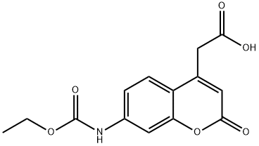 2H-1-Benzopyran-4-acetic acid, 7-[(ethoxycarbonyl)amino]-2-oxo- Struktur