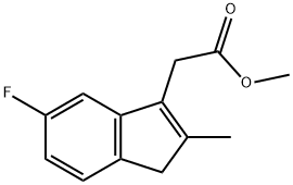 methyl 5-fluoro-2-methyl-1H-3-indenylacetate Struktur