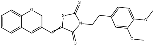 (5Z)-5-(2H-chromen-3-ylmethylidene)-3-[2-(3,4-dimethoxyphenyl)ethyl]-2-sulfanylidene-1,3-thiazolidin-4-one Structure