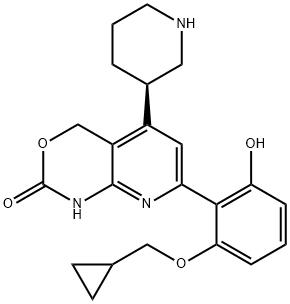 7-[2-(環(huán)丙基甲氧基)-6-羥基苯基]-1,4-二氫-5-(3R)-3-哌啶基-2H-吡啶并[2,3-D][1,3]惡嗪-2-酮 結(jié)構(gòu)式