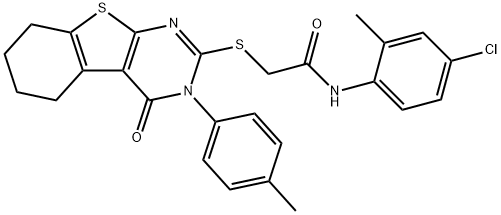 N-(4-chloro-2-methylphenyl)-2-[[3-(4-methylphenyl)-4-oxo-5,6,7,8-tetrahydro-[1]benzothiolo[2,3-d]pyrimidin-2-yl]sulfanyl]acetamide Struktur