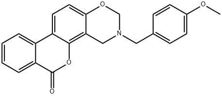 3-[(4-methoxyphenyl)methyl]-2,4-dihydroisochromeno[3,4-f][1,3]benzoxazin-6-one Struktur