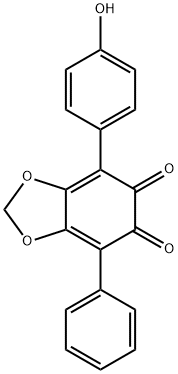 1,3-Benzodioxole-5,6-dione, 4-(4-hydroxyphenyl)-7-phenyl- Struktur