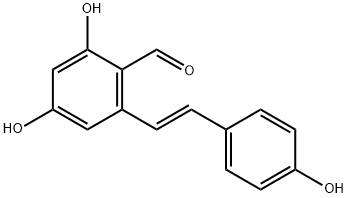 Benzaldehyde, 2,4-dihydroxy-6-[(1E)-2-(4-hydroxyphenyl)ethenyl]- Struktur