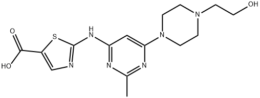 2-[[6-[4-(2-Hydroxyethyl)-1-piperazinyl]-2-methyl-4-pyrimidinyl]amino]-5-thiazolecarboxylic acid 結(jié)構(gòu)式
