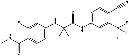 4-[1-(4-cyano-3-trifluoromethyl-phenylcarbamoyl)-1-methyl-ethylamino]-2-fluoro-N- Struktur