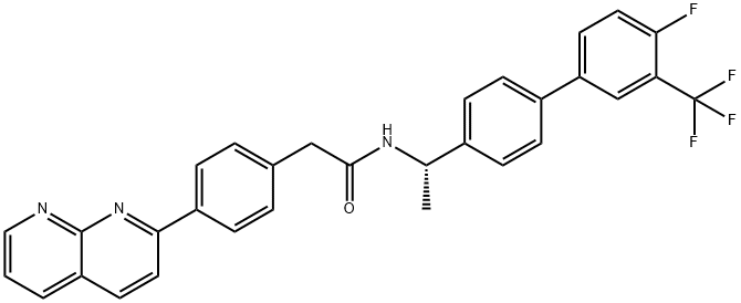 (S)-2-(4-(1,8-Naphthyridin-2-yl)phenyl)-N-(1-(4’-fluoro-3’-(trifluoromethyl)-[1,1’-biphenyl]-4-yl)ethyl)acetamide Structure