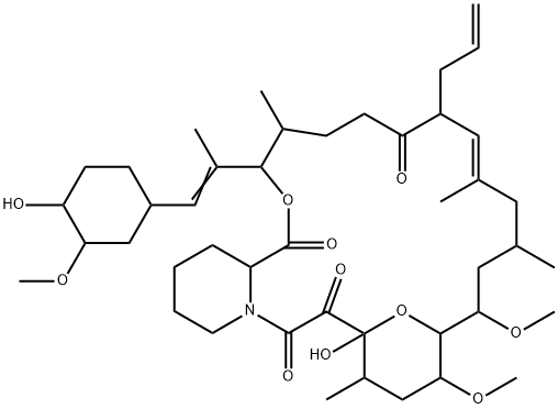 15,19-Epoxy-3H-pyrido[2,1-c][1,4]oxaazacyclotricosine-1,7,20,21(4H,23H)-tetrone, 5,6,8,11,12,13,14,15,16,17,18,19,24,25,26,26a-hexadecahydro-19-hydroxy-3-[2-(4-hydroxy-3-methoxycyclohexyl)-1-methylethenyl]-14,16-dimethoxy-4,10,12,18-tetramethyl-8-(2-propen-1-yl)- Struktur