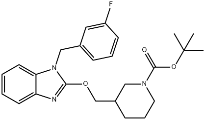 1-Piperidinecarboxylic acid, 3-[[[1-[(3-fluorophenyl)methyl]-1H-benzimidazol-2-yl]oxy]methyl]-, 1,1-dimethylethyl ester Struktur