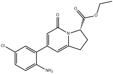 3-Indolizinecarboxylic acid, 7-(2-amino-5-chlorophenyl)-1,2,3,5-tetrahydro-5-oxo-, ethyl ester, (3S)- Struktur