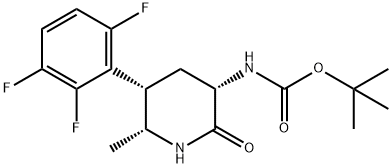 tert-butyl ((3S,5S,6R)-6-methyl-2-oxo-5-(2,3,6-trifluorophenyl)piperidin-3-yl)carbamate Struktur
