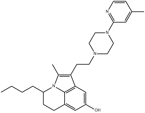 4H-Pyrrolo[3,2,1-ij]quinolin-8-ol, 4-butyl-5,6-dihydro-2-methyl-1-[2-[4-(4-methyl-2-pyridinyl)-1-piperazinyl]ethyl]- Struktur