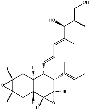 4,6-Heptadiene-1,3-diol, 7-[(1aR,2R,3S,3aS,4aS,5aR,6aR,6bS)-decahydro-1a,5a-dimethyl-2-[(1E)-1-methyl-1-propen-1-yl]naphtho[1,2-b:6,7-b']bisoxiren-3-yl]-2,4-dimethyl-, (2S,3S,4E,6E)- Struktur