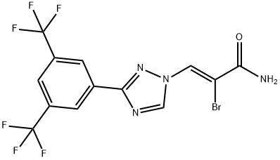 2-Propenamide, 3-[3-[3,5-bis(trifluoromethyl)phenyl]-1H-1,2,4-triazol-1-yl]-2-bromo-, (2Z)- Struktur