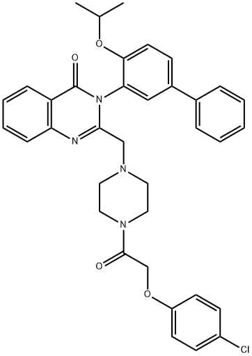 4(3H)-Quinazolinone, 2-[[4-[2-(4-chlorophenoxy)acetyl]-1-piperazinyl]methyl]-3-[4-(1-methylethoxy)[1,1'-biphenyl]-3-yl]- Structure