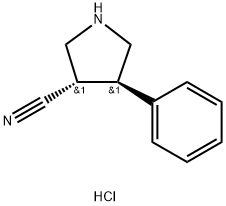 rac-(3r,4s)-4-phenylpyrrolidine-3-carbonitrile hydrochloride Struktur