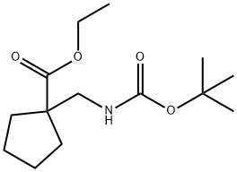 Cyclopentanecarboxylic acid, 1-[[[(1,1-dimethylethoxy)carbonyl]amino]methyl]-, ethyl ester Struktur