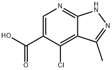 4-chloro-3-methyl-1H-pyrazolo[3,4-b]pyridine-5-carboxylic acid Struktur