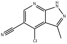 4-chloro-3-methyl-1H-pyrazolo[3,4-b]pyridine-5-carbonitrile Struktur