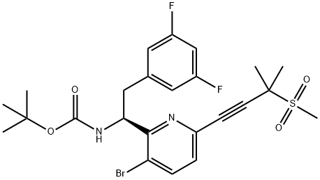 (S)-TERT-BUTYL (1-(3-BROMO-6-(3-METHYL-3-(METHYLSULFONYL)BUT-1-YN-1-YL)PYRIDIN-2-YL)-2-(3,5-DIFLUOROPHENYL)ETHYL)CARBAMATE Struktur