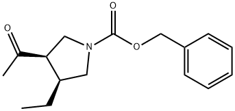 1-Pyrrolidinecarboxylic acid, 3-acetyl-4-ethyl-, phenylmethyl ester, (3R,4S)- Struktur
